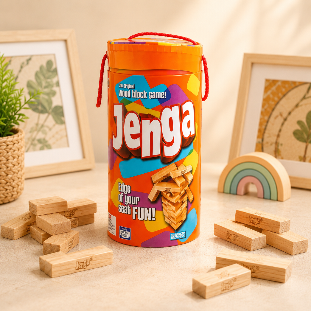 Wooden Tumbling Tower Block Game for Kids & Family | Classic Stacking & Balancing Game with Storage Bucket | Educational STEM Toy | 54 Wooden Blocks | Ages 6+
