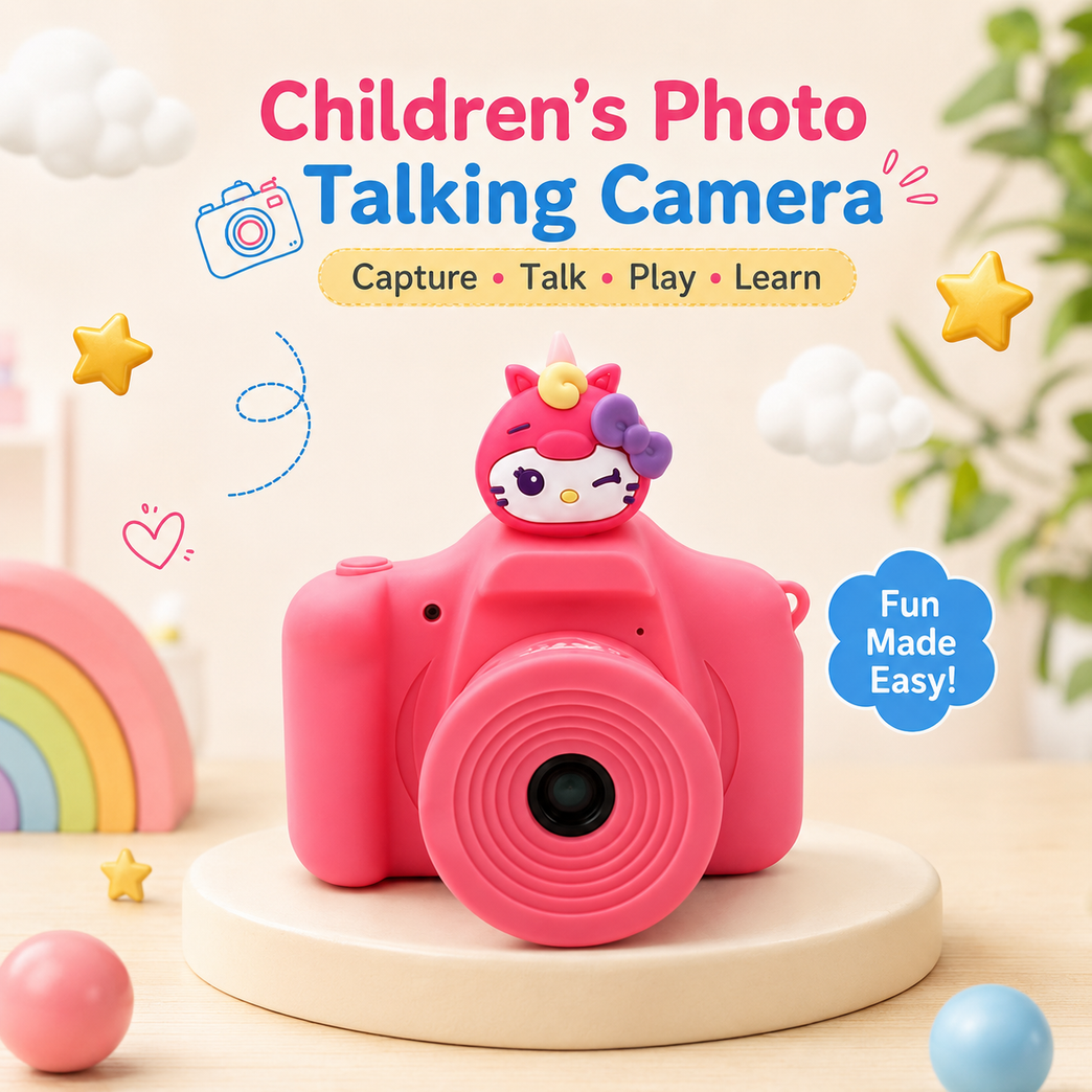 Kids Photo-Talking Digital Camera with Voice Recording & Story Playback – Cute Cartoon Children's Camera Toy