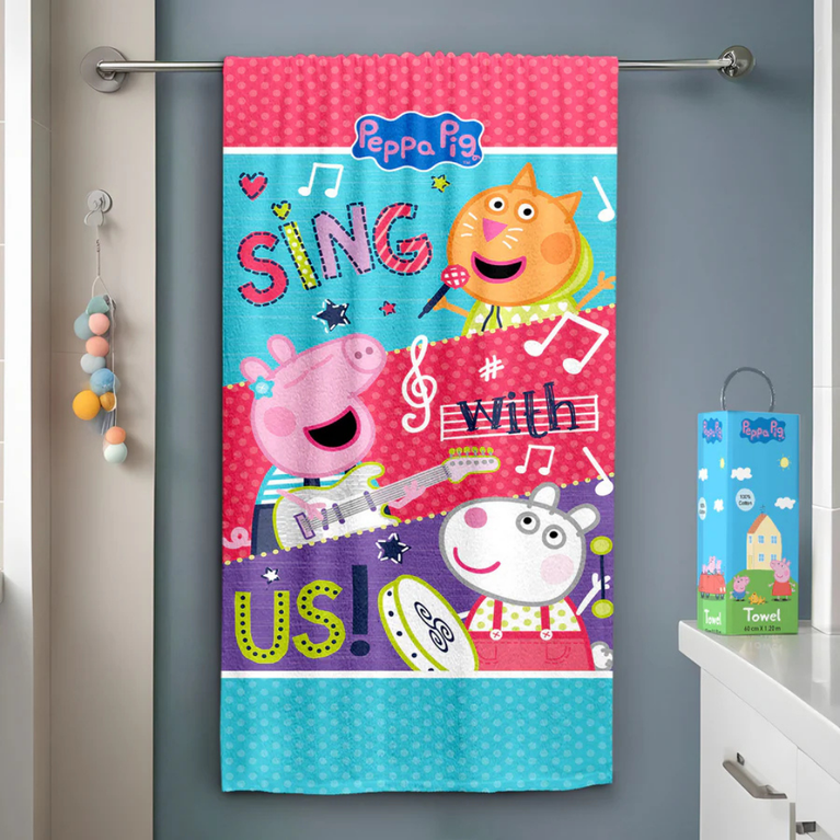 Sassoon - Peppa Pig Sing printed Kids Bath towel