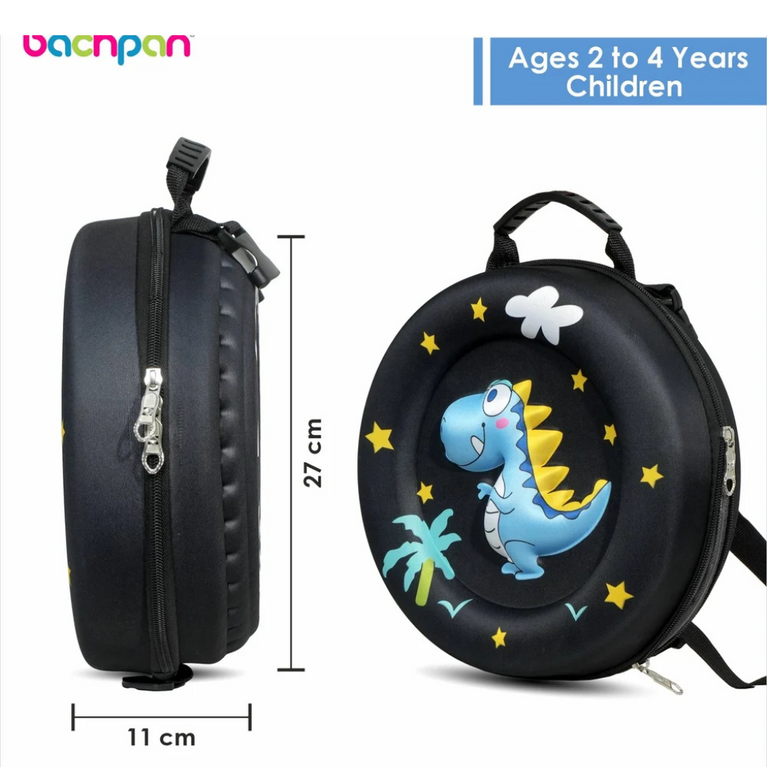 Printed School Bag Tyre Shaped Dinosaur Round 3D School Bag, For Casual Backpack
