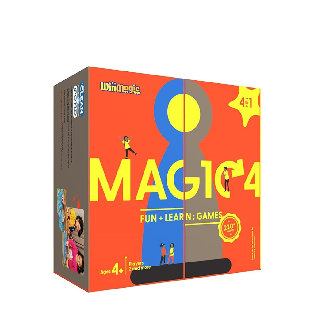 Magic4 -Games Fun and Learn, 4 in 1 Games, Board Game for Boys & Girls 4 Years and Above
