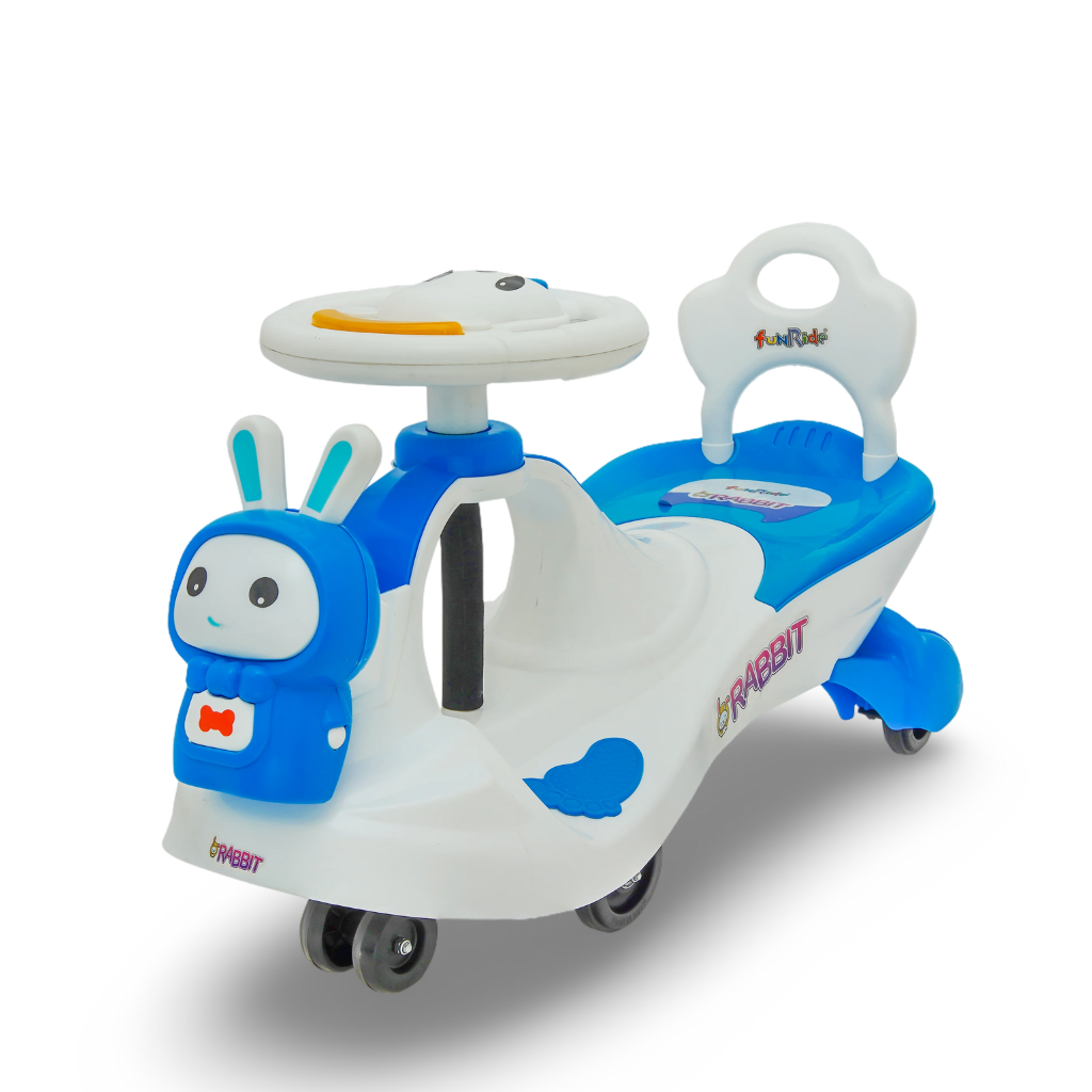 Funride Bunny Swing Car Rider with Steering Music and Lights for Boys and Girls