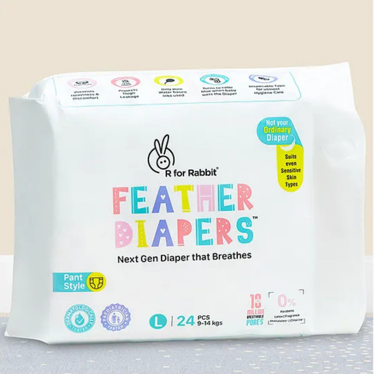 R for Rabbit-New Born Premium Feather Diaper for Baby ( Pant Style ) 24 Pack