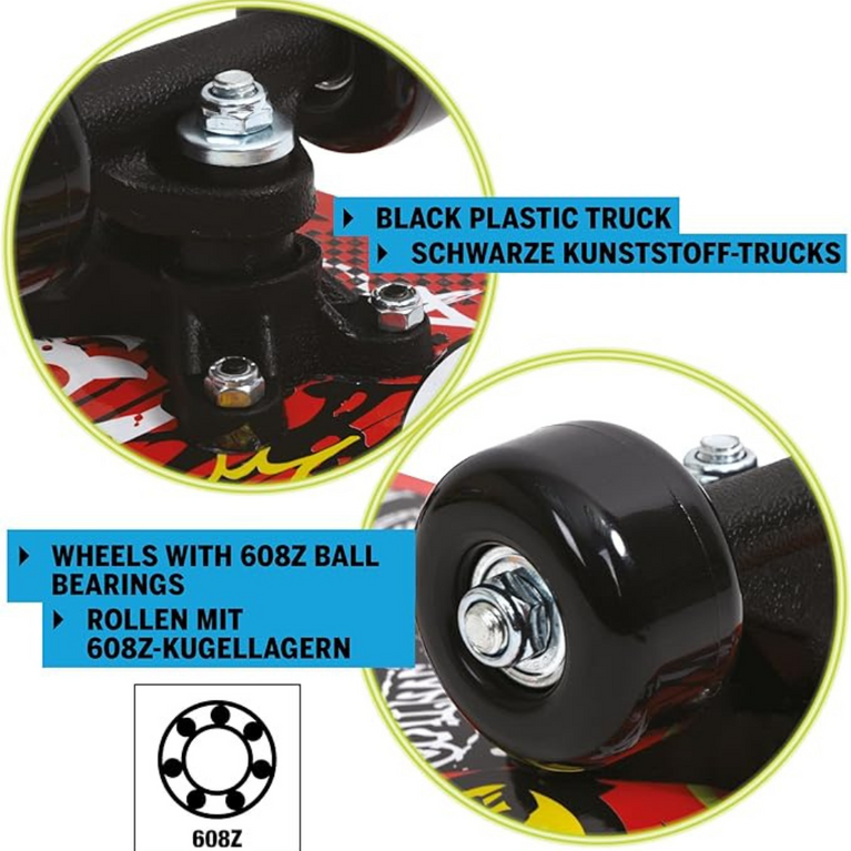 Ninos Worlds Maple Skateboard – Retro Beginner Longboard for Kids & Teens (Skate it out)