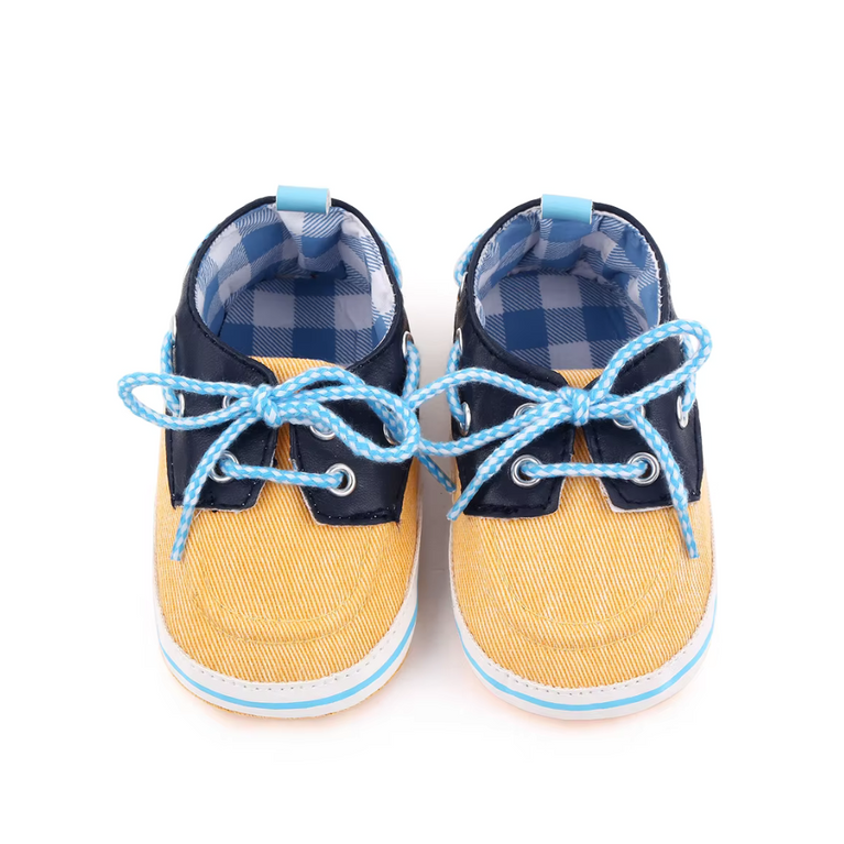 Baby First Walking Shoes Unisex Infant Toddler Soft Anti Slip Canvas Laced-Up Shoes