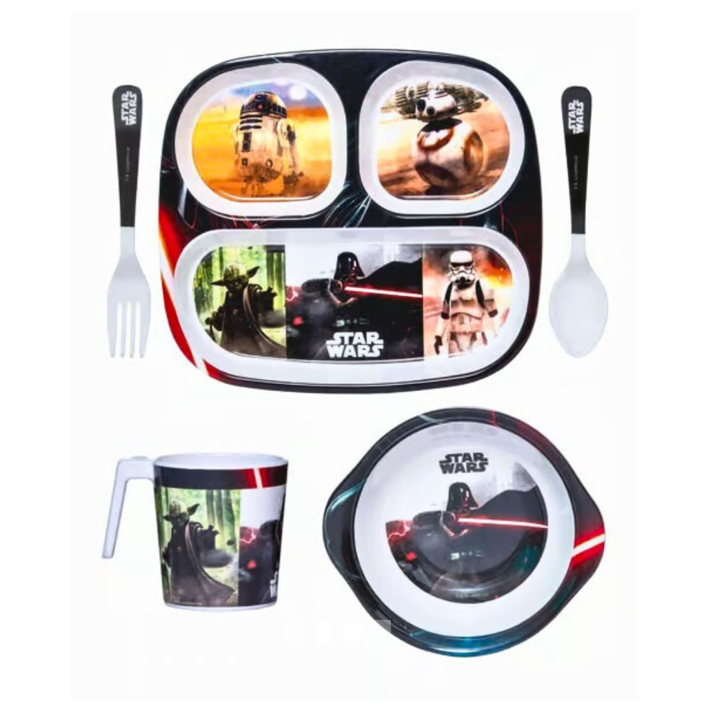 Servewell Stars Wars Theme 3 Section Plate with Fork & Spoon Mug & Bowl- Multicolor