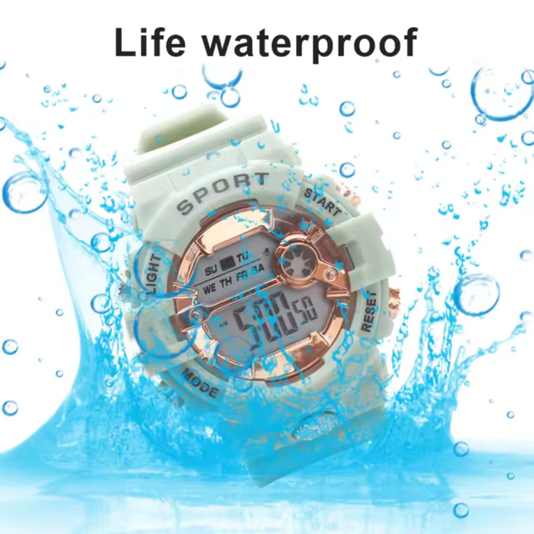 Digital Multi Dial with White Silicone Belt Kids Wrist Watch