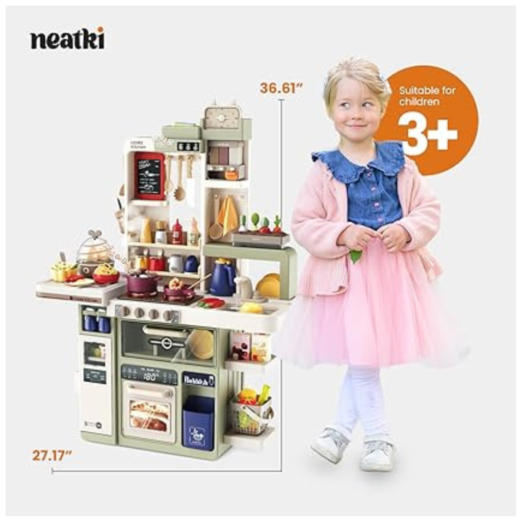 Ninos Toys Kitchen Set For Girls, Colorful Pretend Play Cooking Set Portable Kitchen Set Toys