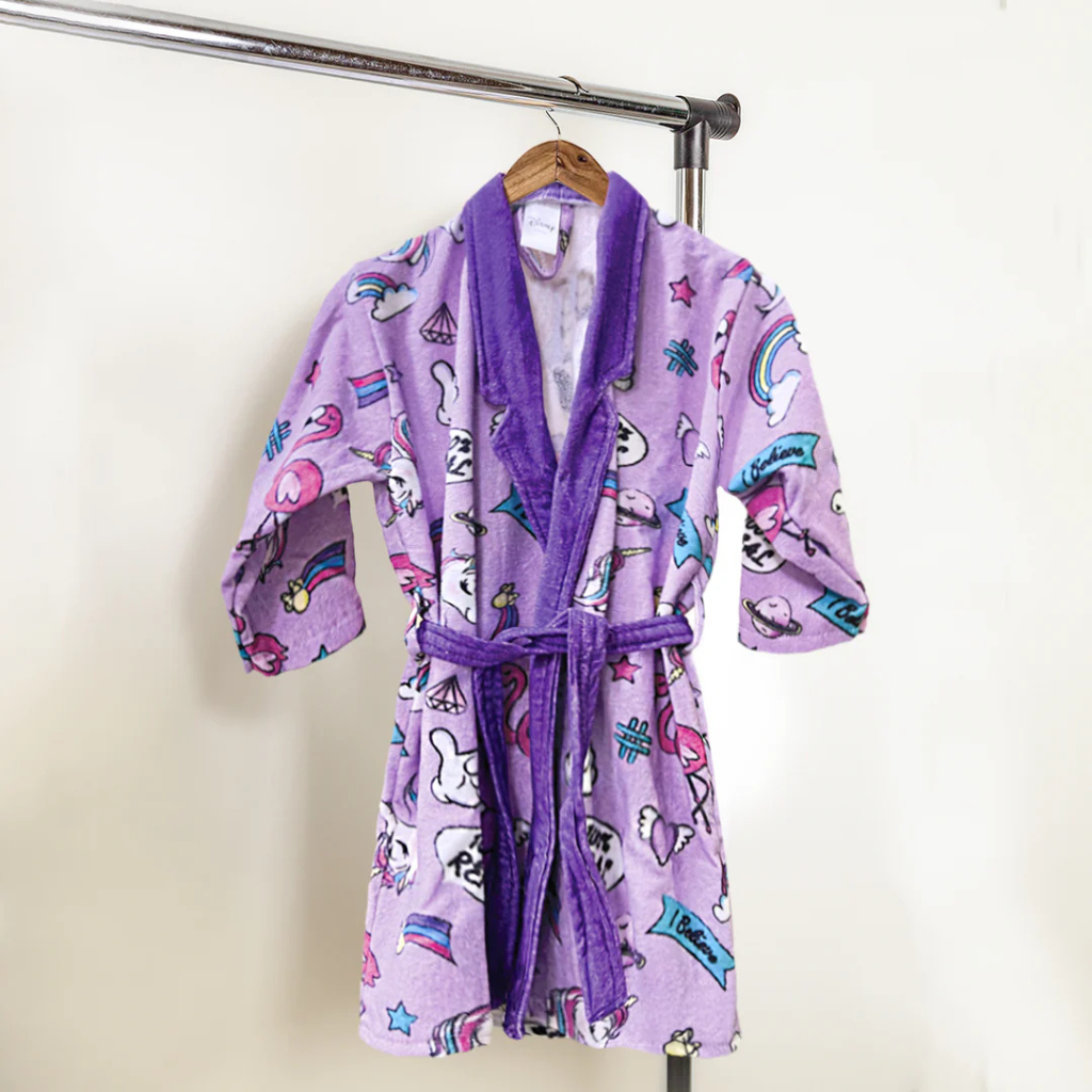 SASSON Unicorn Printed Cotton Bathrobe for Kids