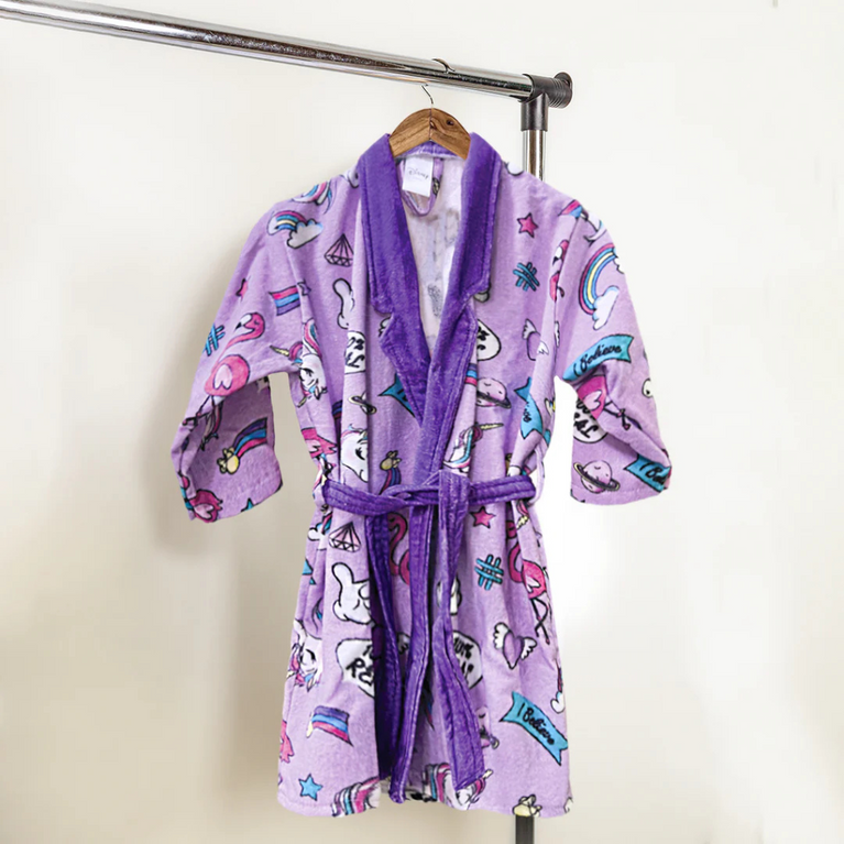 SASSON Unicorn Printed Cotton Bathrobe for Kids
