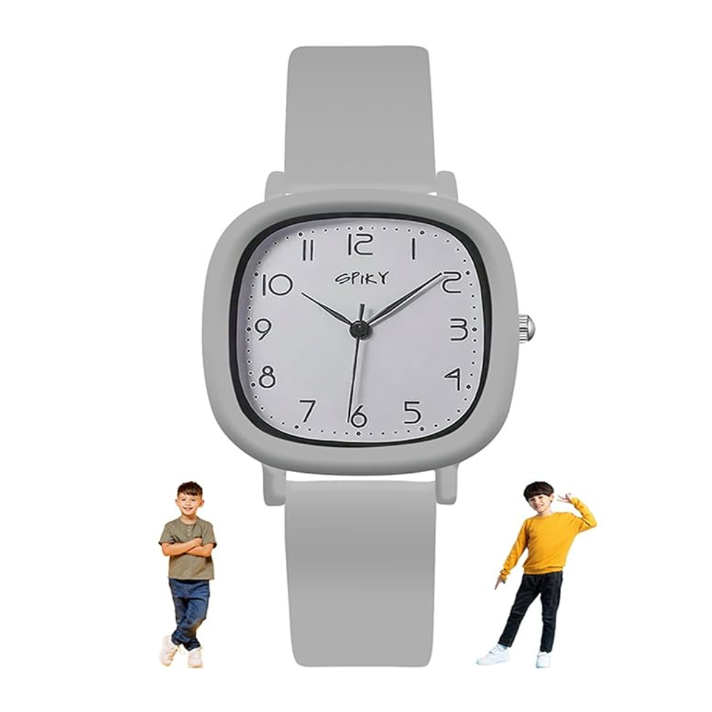 SPIKY Premium Square Casual Analogue Wrist Watches for Boys & Girls - Grey