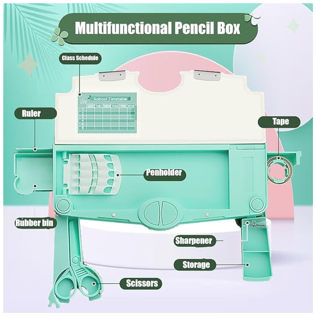 Multi Functional Dinosaur Theme Pencil Box for Kids with Accessories