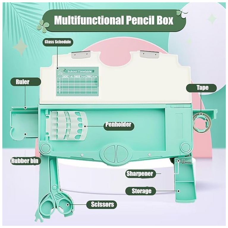 Multi Functional Dinosaur Theme Pencil Box for Kids with Accessories