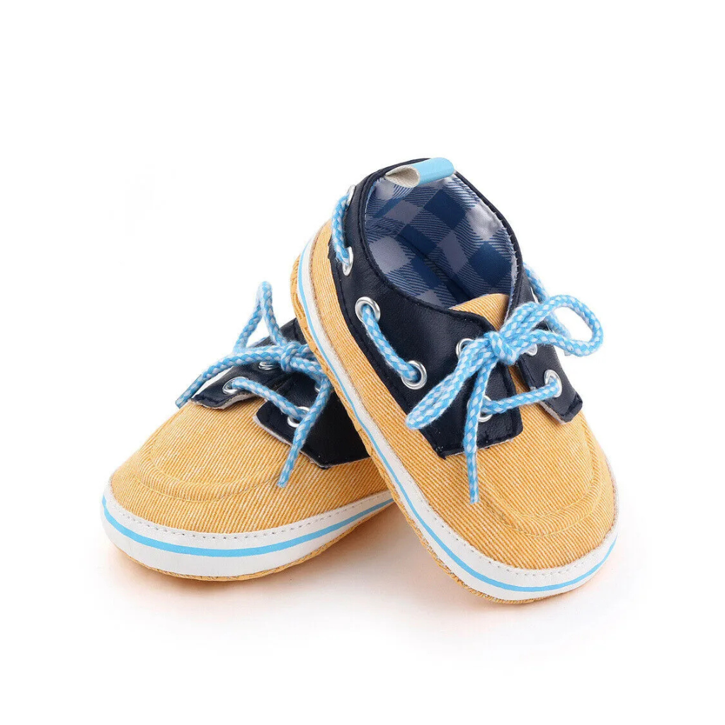 Baby First Walking Shoes Unisex Infant Toddler Soft Anti Slip Canvas Laced-Up Shoes