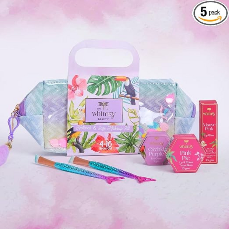 Whimsy 5-Piece Organic Makeup Kit for Girls, Preteens & Teens, Safe & Skin-Friendly Beauty Set.