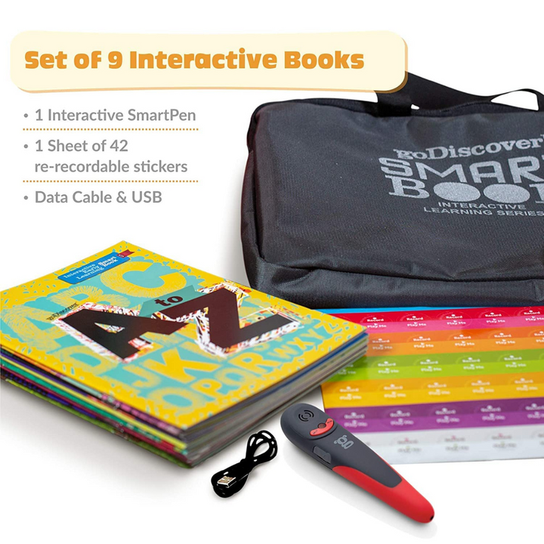 goDiscover- Interactive Smart Book with Talking Pen (Set of 9 Books) Fun Educational Toy for Kids.