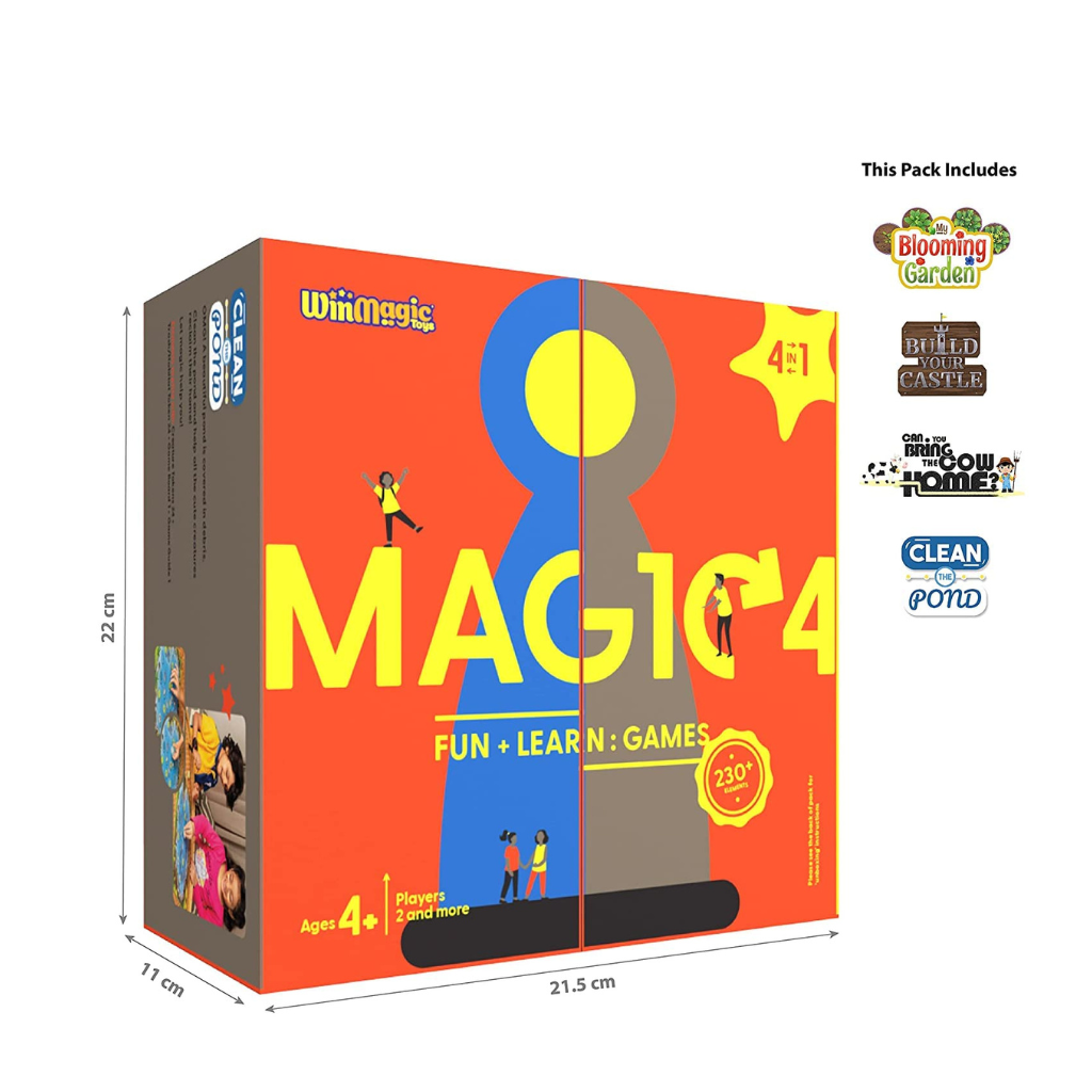 Magic4 -Games Fun and Learn, 4 in 1 Games, Board Game for Boys & Girls 4 Years and Above