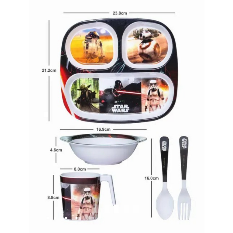Servewell Stars Wars Theme 3 Section Plate with Fork & Spoon Mug & Bowl- Multicolor