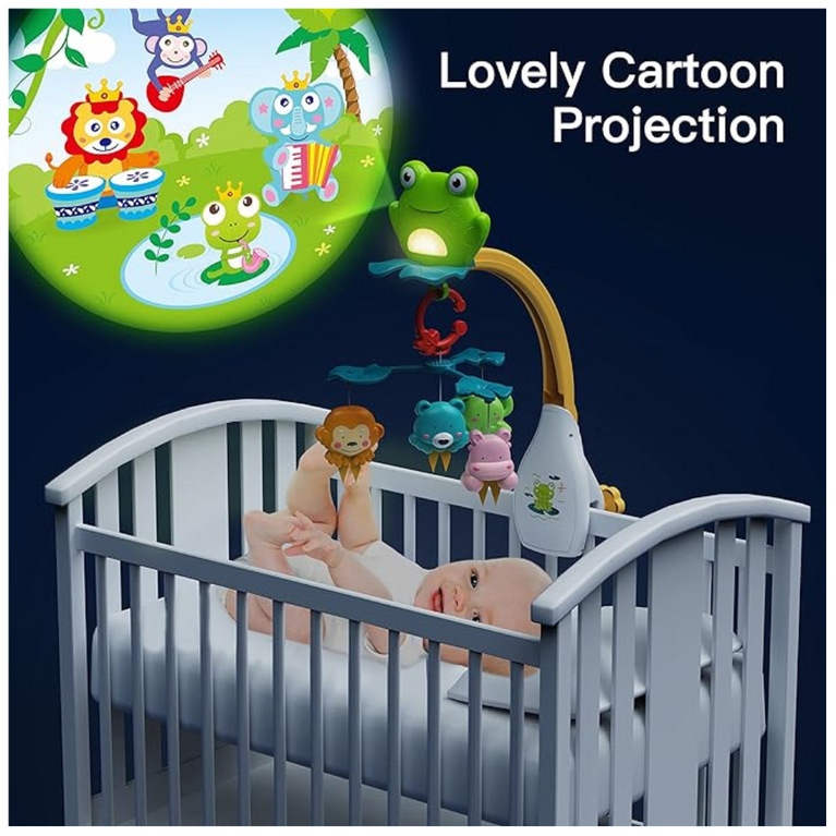 Baby Crib Mobile with Music and Lights, Mobile for Crib with Cartoon Projection, Rotation, Baby Crib Toys for Boys Girls