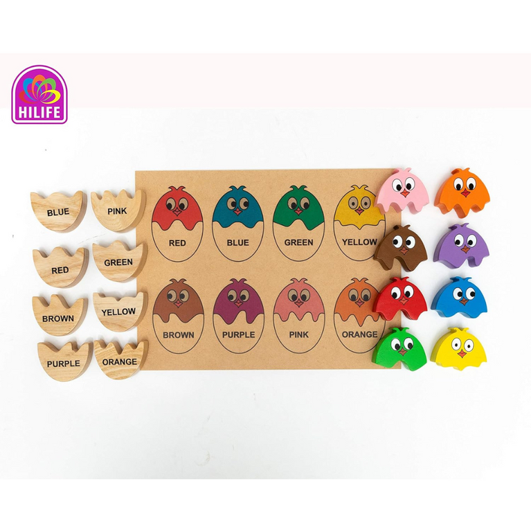 HILIFE - Chick Matching Puzzle | Wooden Colorful Shape Educational Puzzle Board for Toddlers & Kids