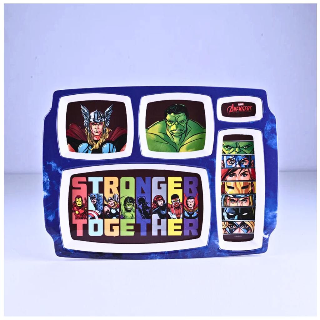 Servewell Avengers Theme 5 Section Plate with Fork & Spoon - Multicolor