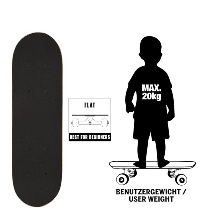 Ninos Worlds Maple Skateboard – Retro Beginner Longboard for Kids & Teens (Skate it out)