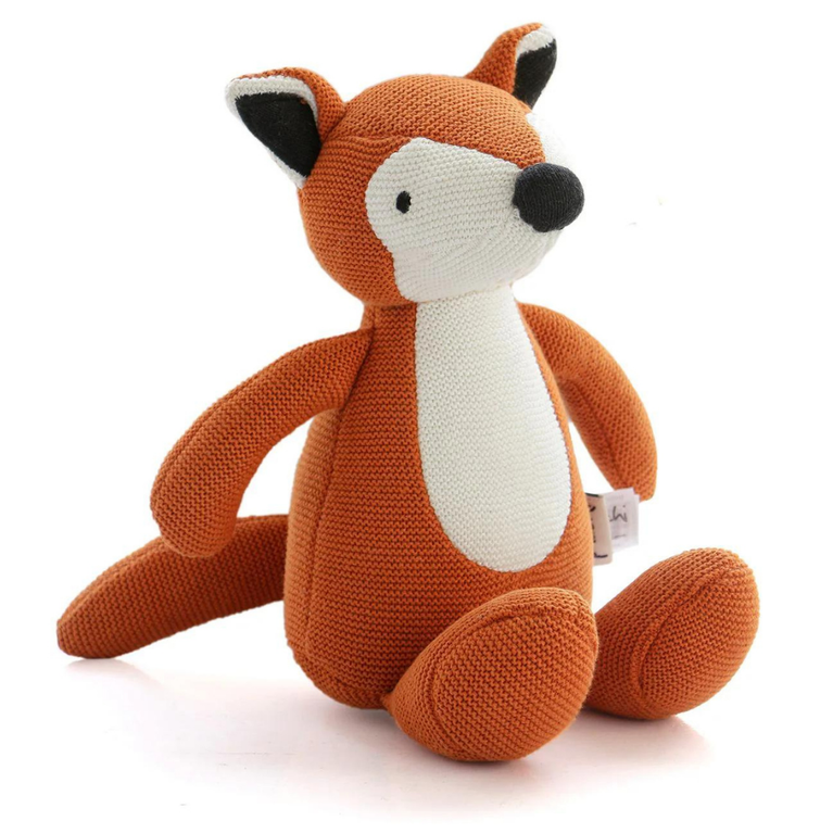 Pluchi Fox Cotton Knitted Stuffed Soft Toy -Bright Orange & Natural