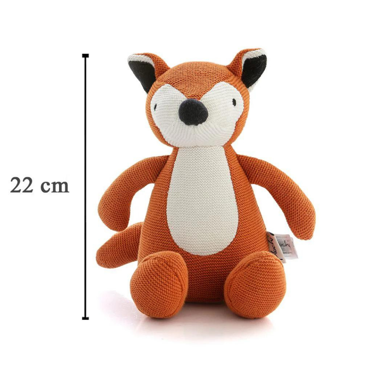 Pluchi Fox Cotton Knitted Stuffed Soft Toy -Bright Orange & Natural