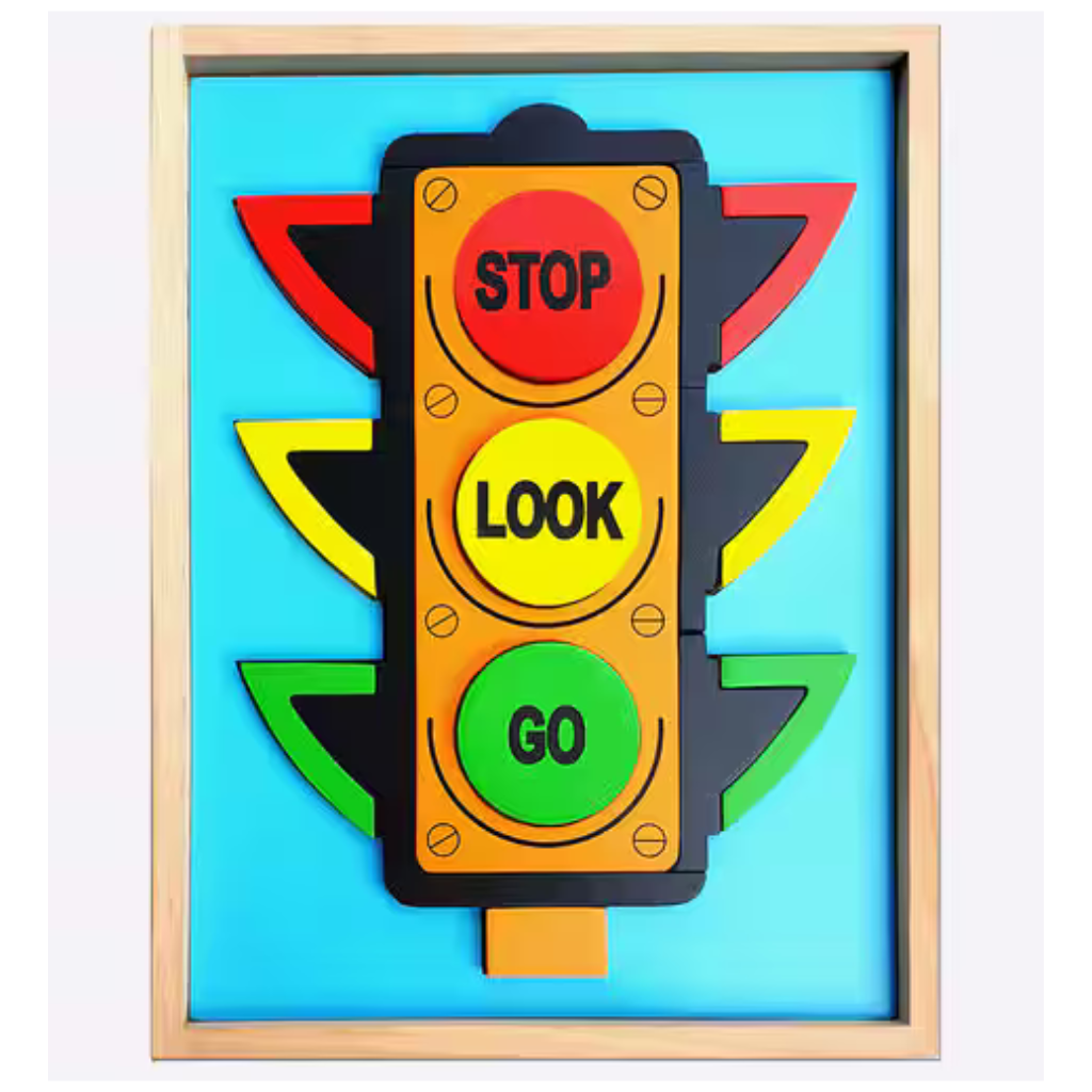 HILIFE -Traffic Light 3D Shape 2 Layer Puzzle ,Wooden Colorful Shape Educational Puzzle Board for Toddlers & Kids