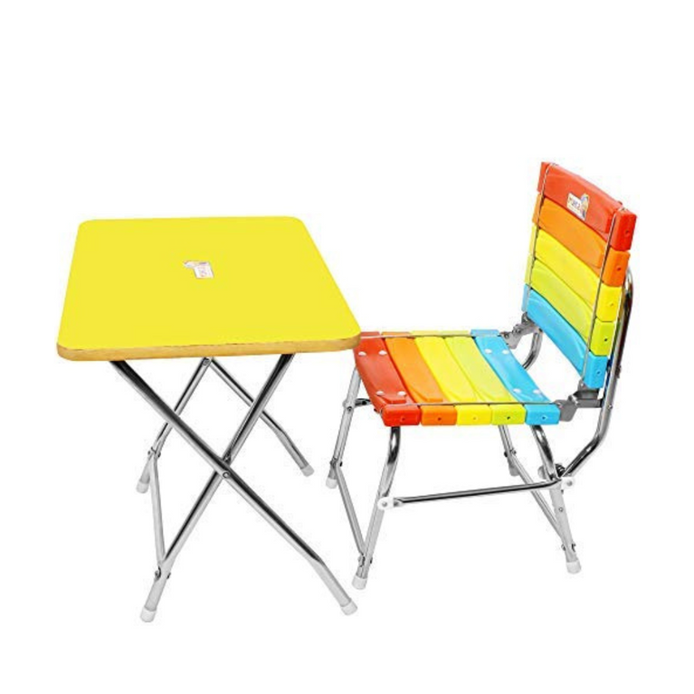 Sohum Baby foldable Multipurpose Comfy Set Table Chair- Color May Vary