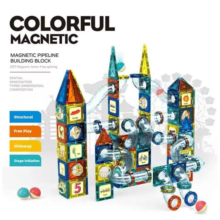 168-Piece 3D Building Blocks Magnetic Tiles ,Unlock Creativity With Master Builders Set-Multicolor