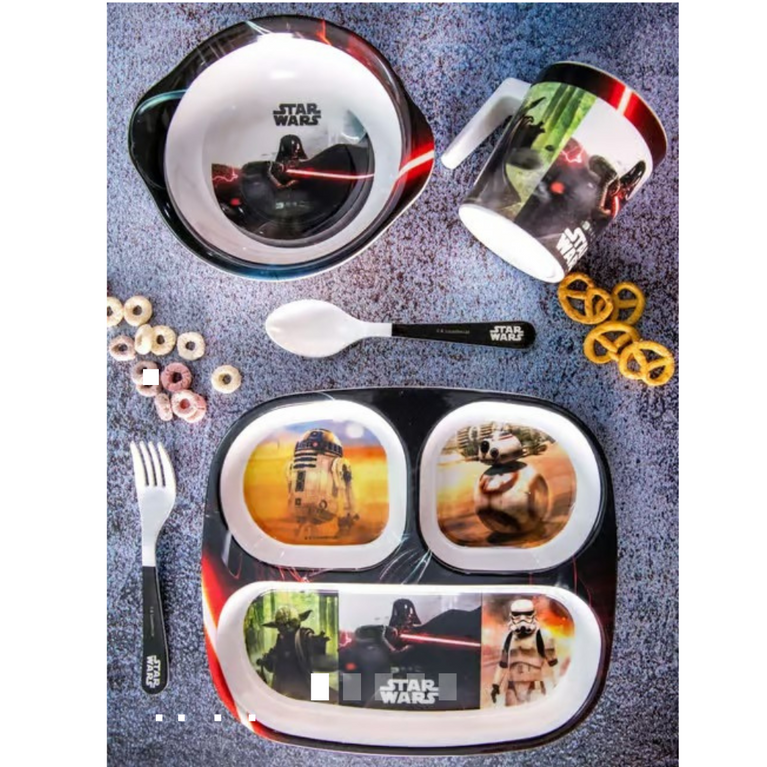 Servewell Stars Wars Theme 3 Section Plate with Fork & Spoon Mug & Bowl- Multicolor