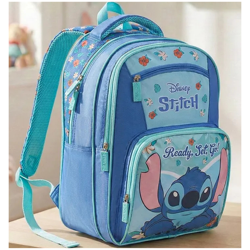 Striders Disney Stitch School Bag 11 Litres 2 Compartment, 2 Front Pocket- Height 14 Inches