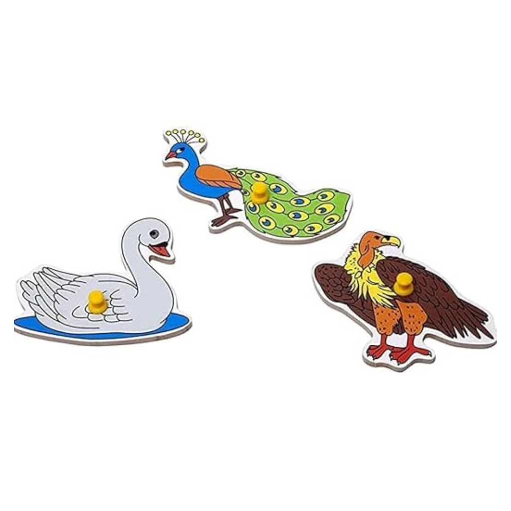 Little Genius - Birds & Parrot Puzzle Tray With Knob