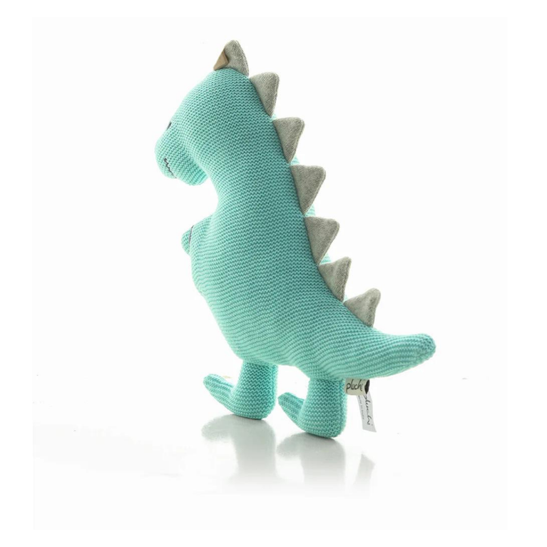 Pluchi Cute Dino Cotton Knitted Stuffed Soft Toy- Fresh Mint