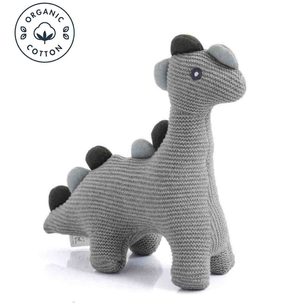 Pluchi Little Dino Cotton Knitted Stuffed Soft Toy- Light Grey