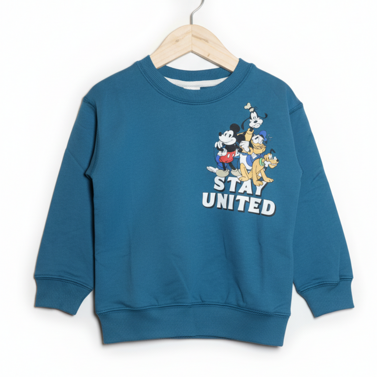 Doreme - Terry Knit Full Sleeves Kids' Disney 'Stay United' Sweatshirt for Boys