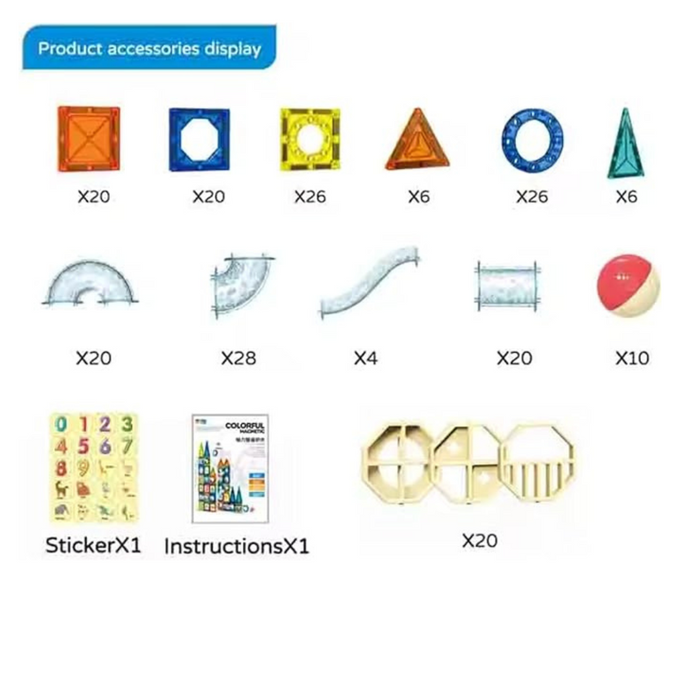 168-Piece 3D Building Blocks Magnetic Tiles ,Unlock Creativity With Master Builders Set-Multicolor