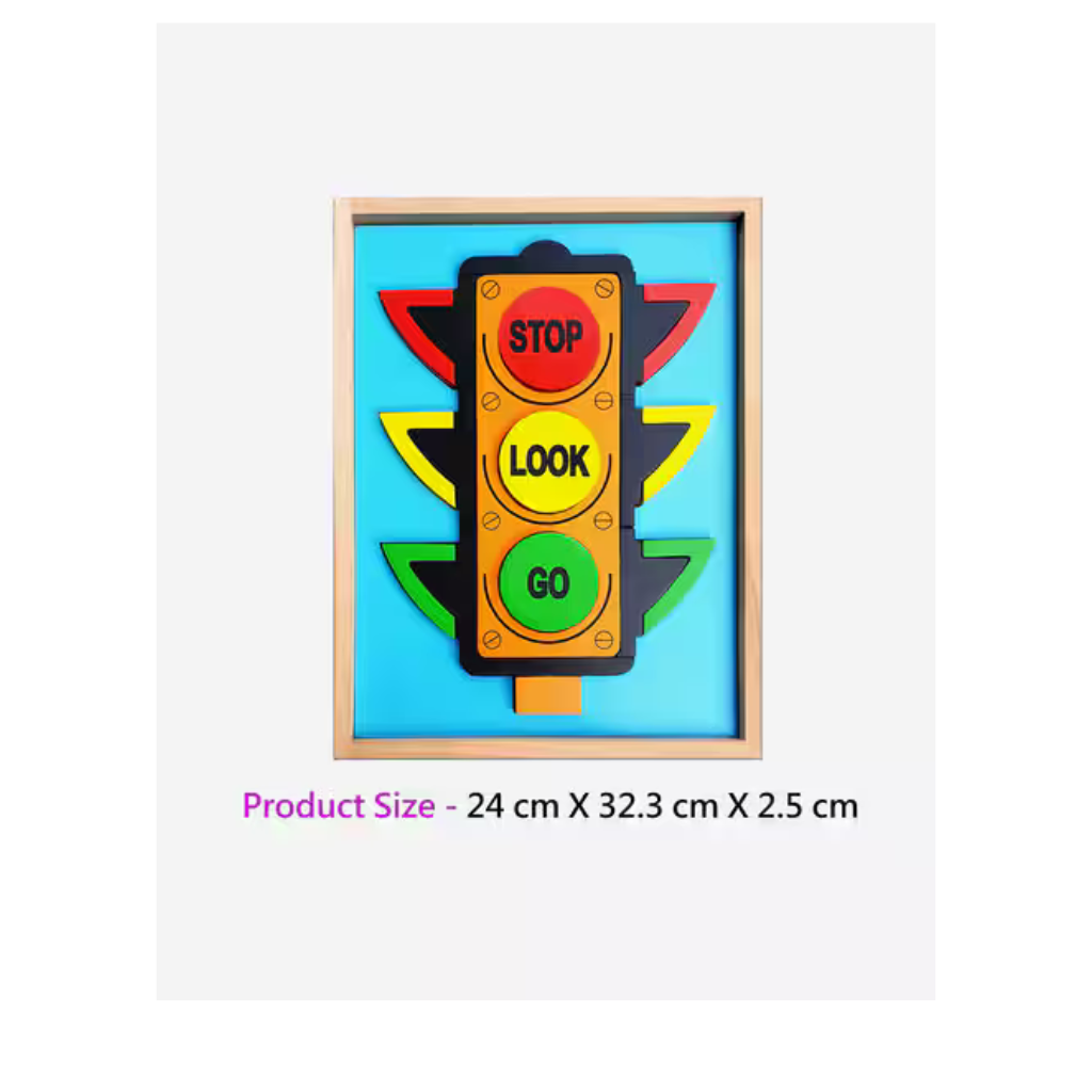 HILIFE -Traffic Light 3D Shape 2 Layer Puzzle ,Wooden Colorful Shape Educational Puzzle Board for Toddlers & Kids