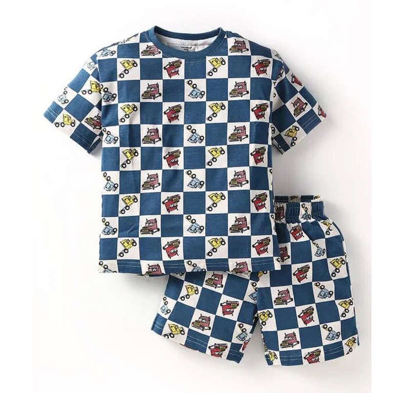 CUCUMBER Sinker Knit Half Sleeves T-Shirt & Shorts Set with Graphics Print