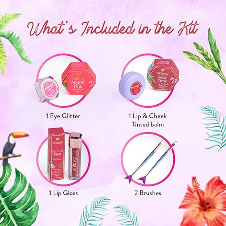 Whimsy 5-Piece Organic Makeup Kit for Girls, Preteens & Teens, Safe & Skin-Friendly Beauty Set.