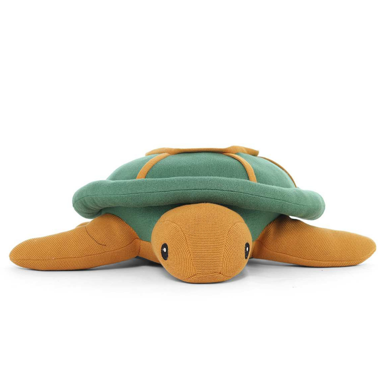 Pluchi Pokey Turtle Cotton Knitted Stuffed Soft Toy - Green & Mustard