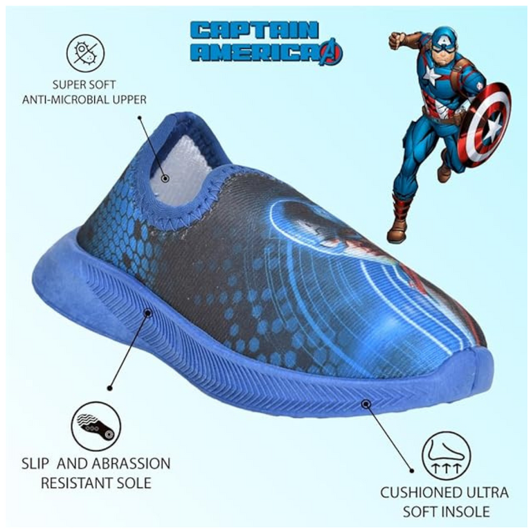 Toothless Avengers Captain America Printed Lycra Casual Shoes For Kids- Blue