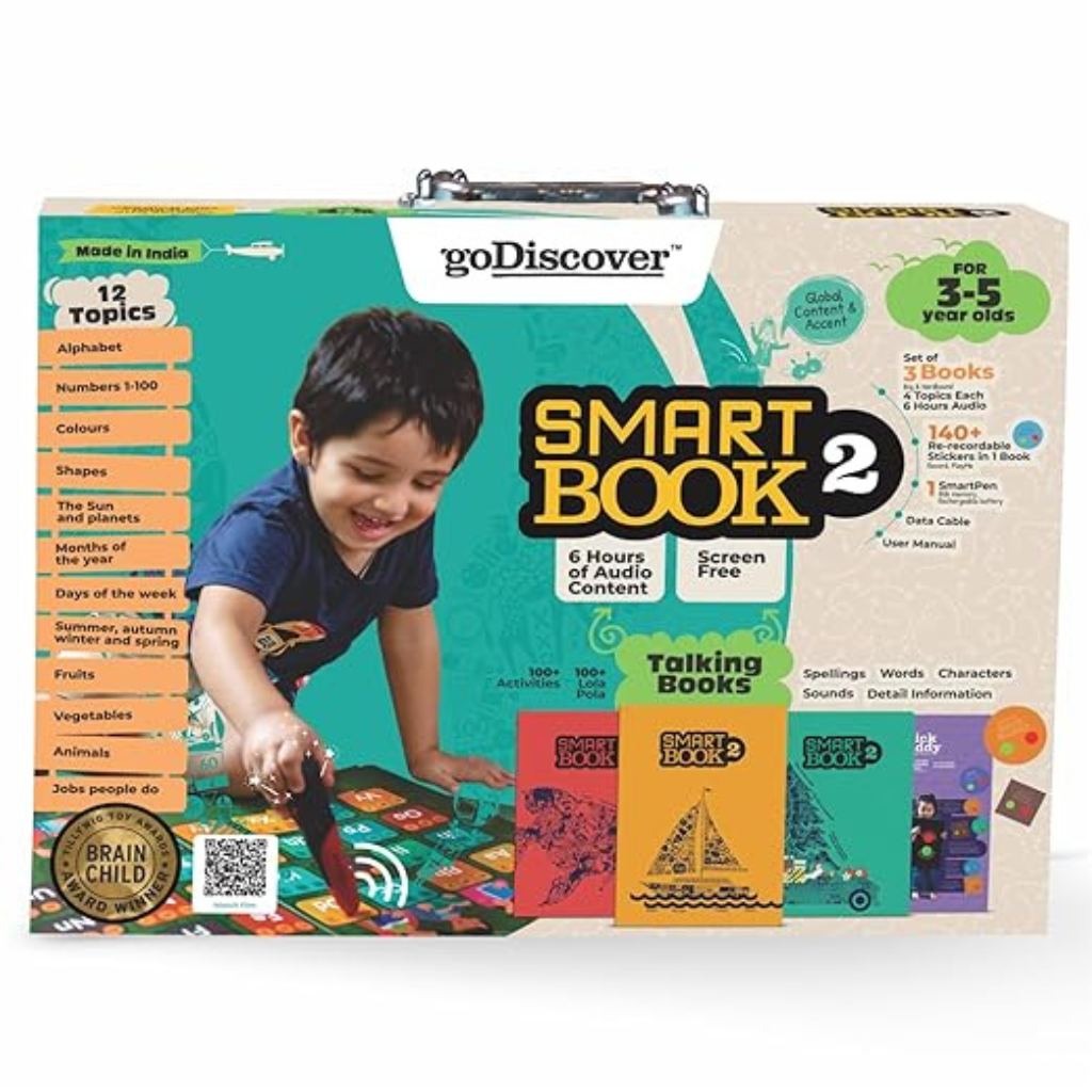 goDiscover SmartBook-2 Talking Learning Toy for Kids ,Fun & Easy Educational Toy Big Hard Cover Interactive Books