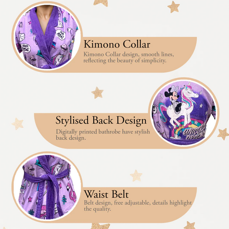 SASSON Unicorn Printed Cotton Bathrobe for Kids