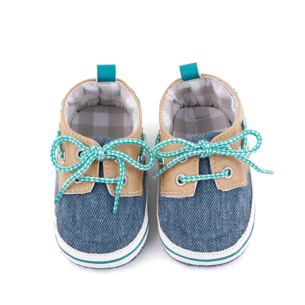 Baby First Walking Shoes Unisex Infant Toddler Soft Anti Slip Canvas Laced-Up Shoes