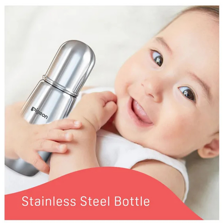 Pigeon Premium Steel Feeding Bottle Slim Neck Steel Feeding Bottle M Size - 150ml