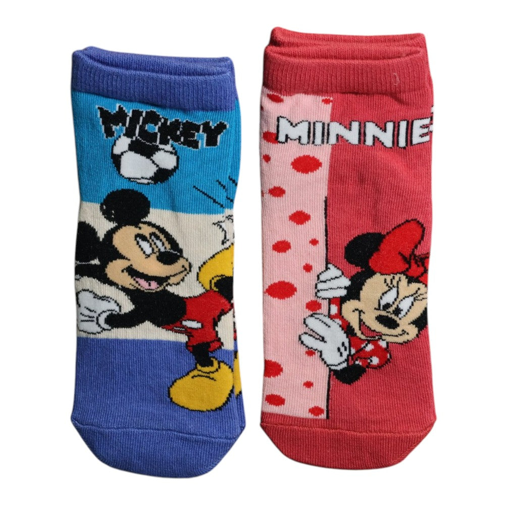 Disney Mickey & Minnie Mouse Kids Cotton Ankle Socks Pack of 2 | Soft & Breathable | Age 4 Years | Multicolor