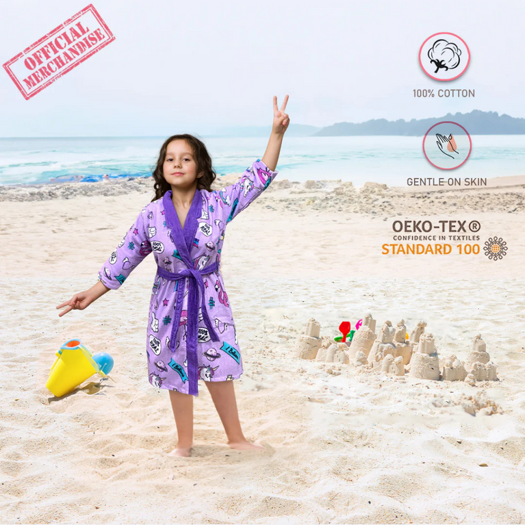 SASSON Unicorn Printed Cotton Bathrobe for Kids