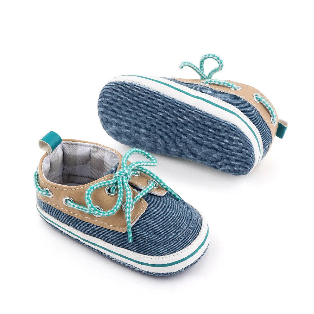 Baby First Walking Shoes Unisex Infant Toddler Soft Anti Slip Canvas Laced-Up Shoes